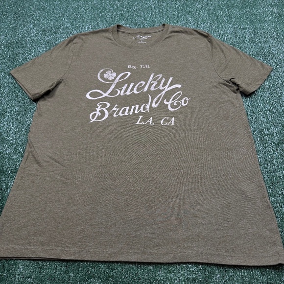 Lucky Brand T Shirt Men's Size L Green Short Sleeve Crew Neck - Picture 2 of 7